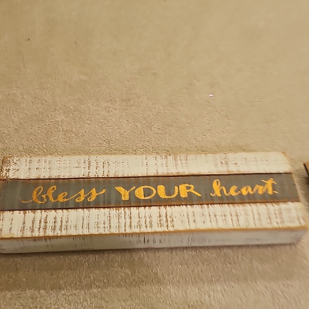 Brand New Bless Your Heart Copper Color Rustic Wooden Sign with Gold Accents 18"